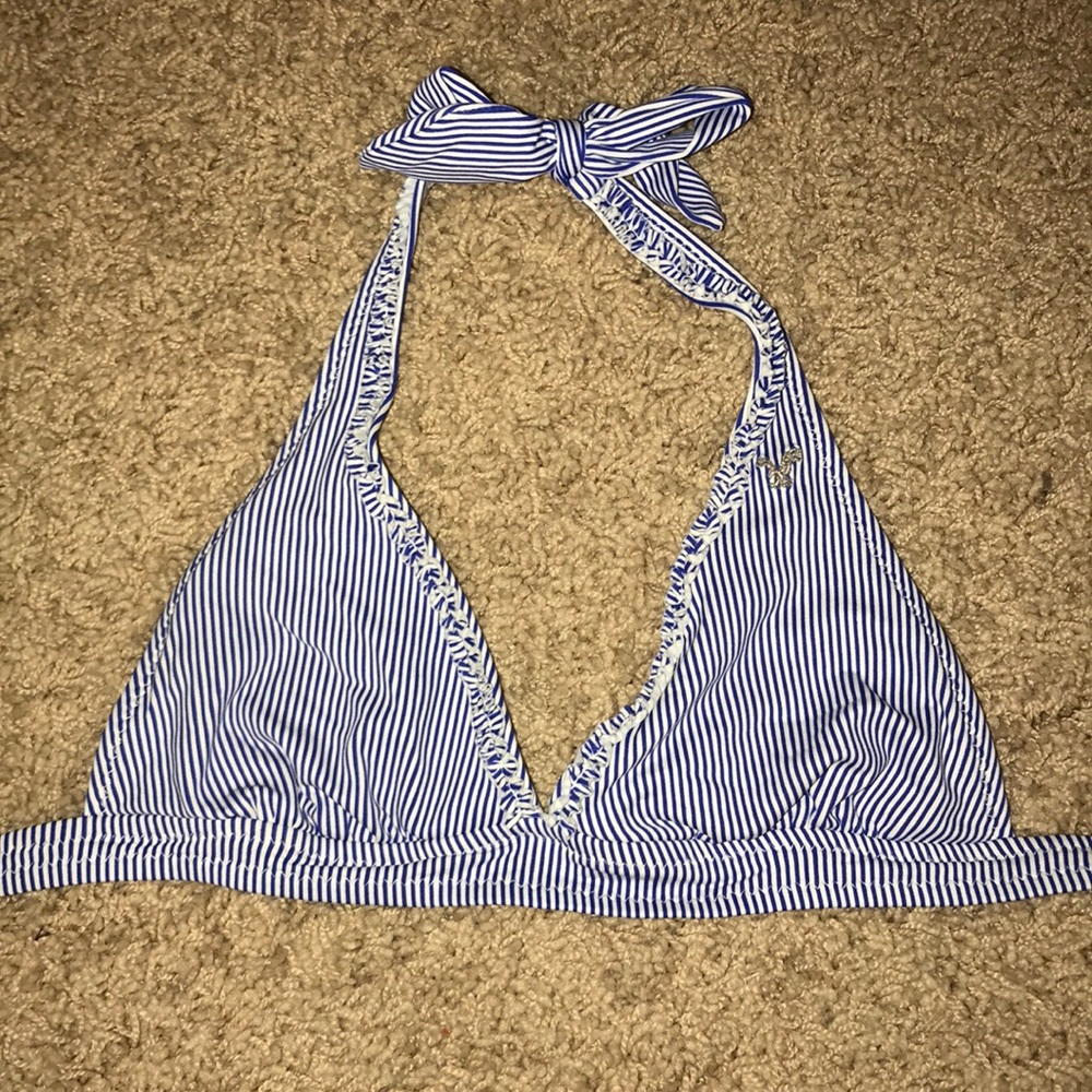 Blue & white stripe bikini top.